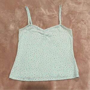 BP Mint Green Floral Spaghetti Straps Ribbed V-Neck Cami Tank Top